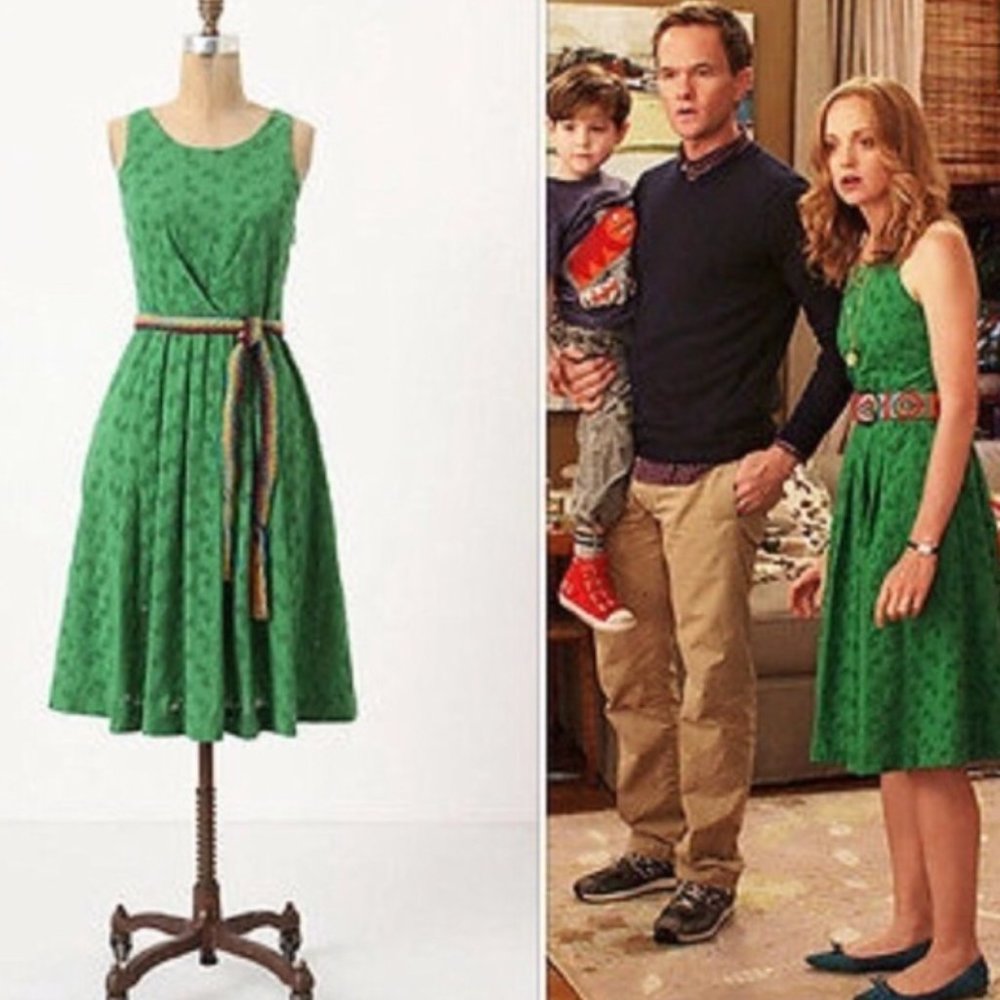 Anthropologie Postmark Grass Court Tennis Racket Eyelet Dress